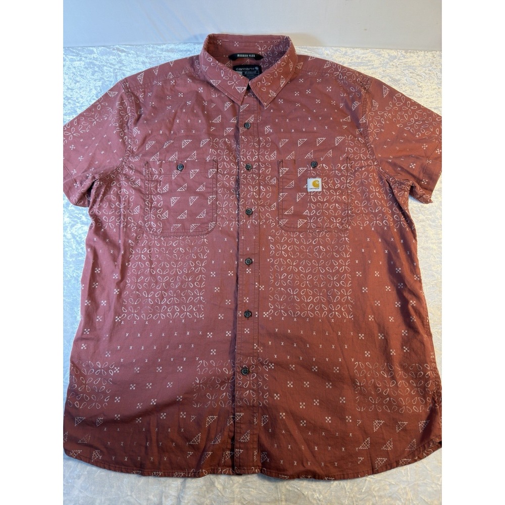 Carhartt Shirt Men XL Rugged Flex Bandana Print Short Sleeve Workwear Relaxed